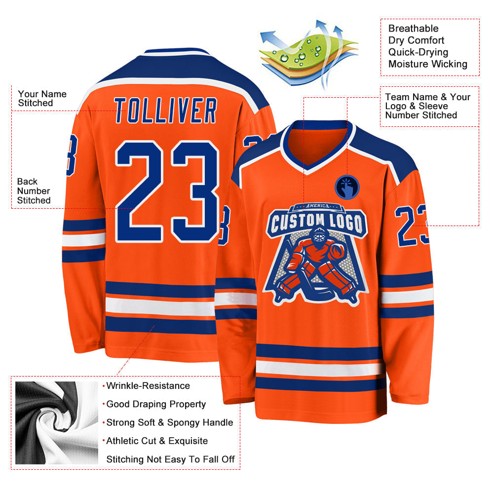 Custom Hockey Jersey - Orange Royal-White - Style Orange0240