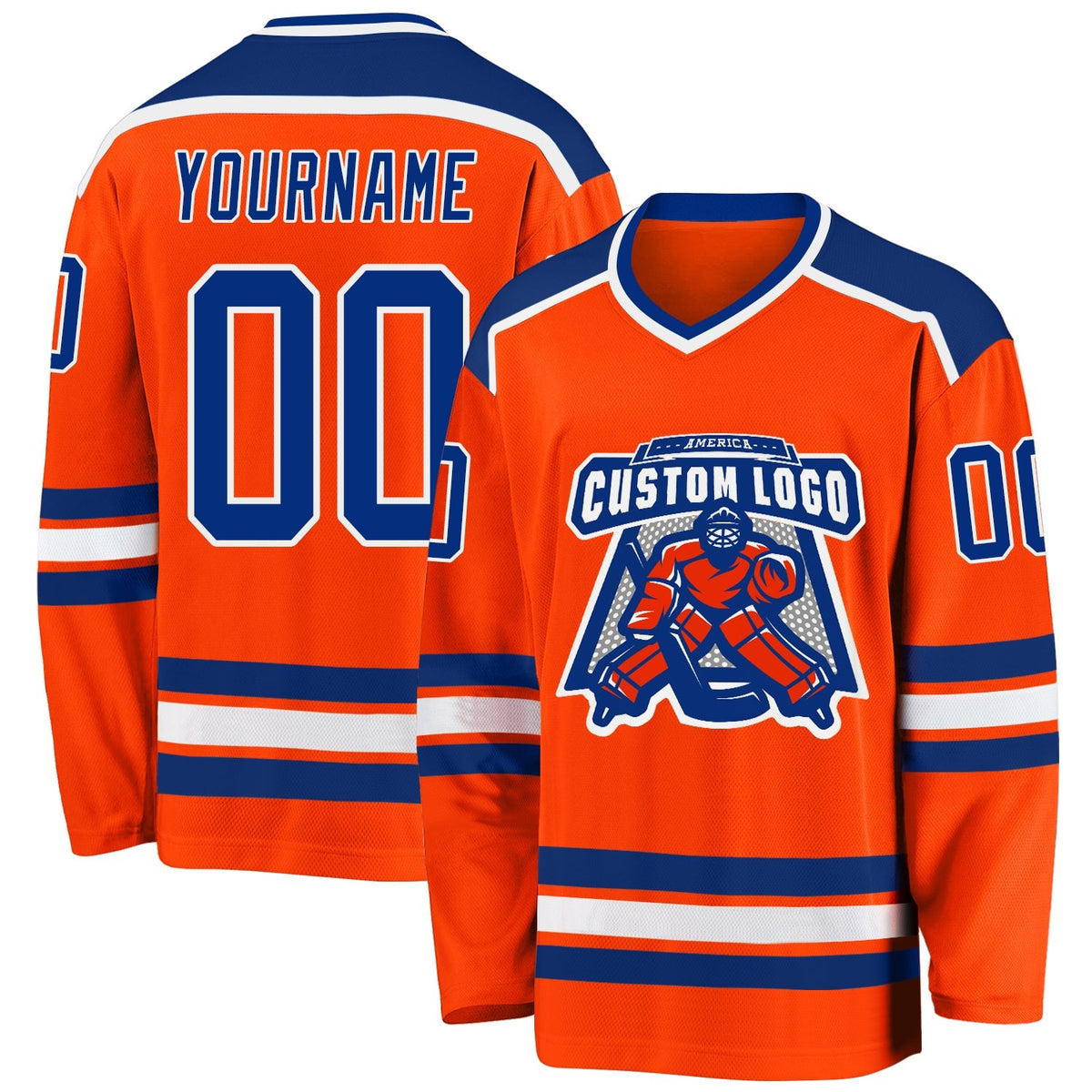 Custom Hockey Jersey - Orange Royal-White - Style Orange0240