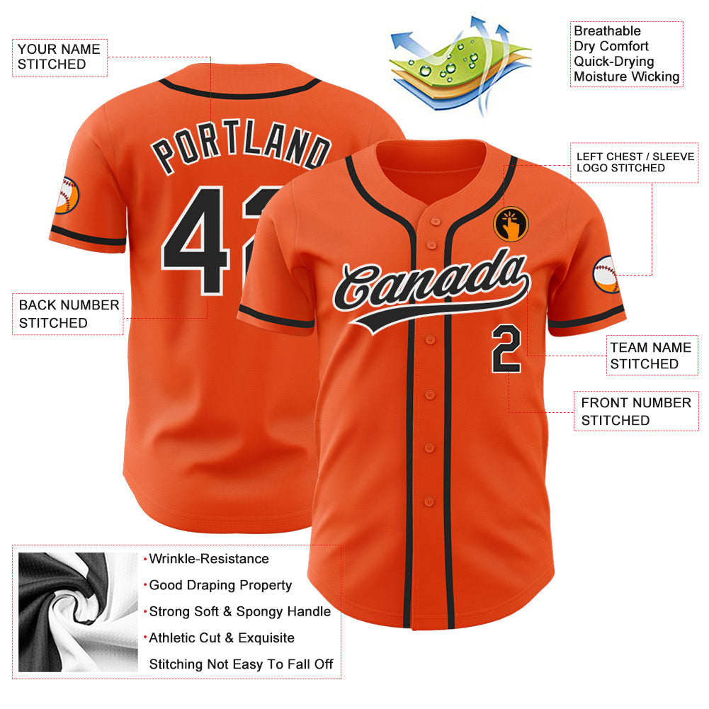 Custom Baseball Jersey - Orange Black-White