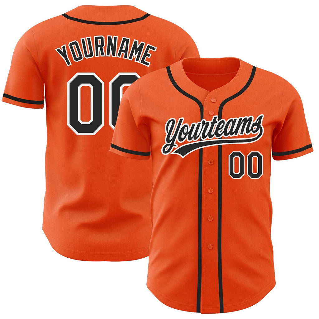 Custom Baseball Jersey - Orange Black-White