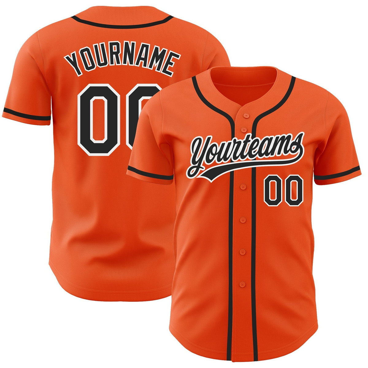 Custom Baseball Jersey - Orange Black-White
