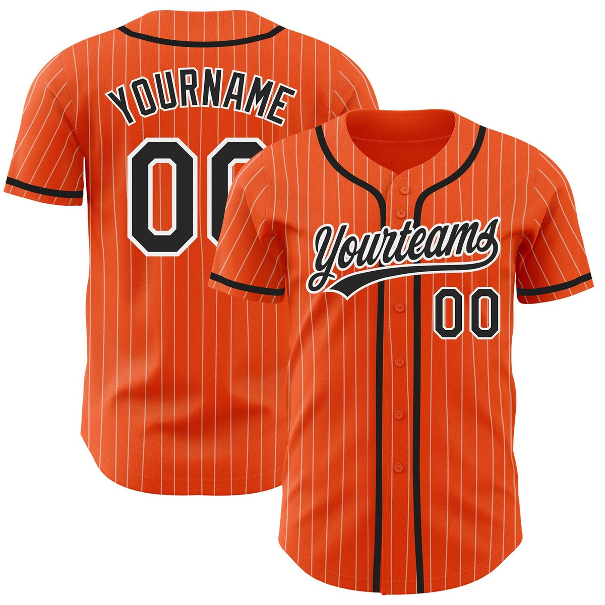 Custom Baseball Jersey - Orange White Pinstripe Black