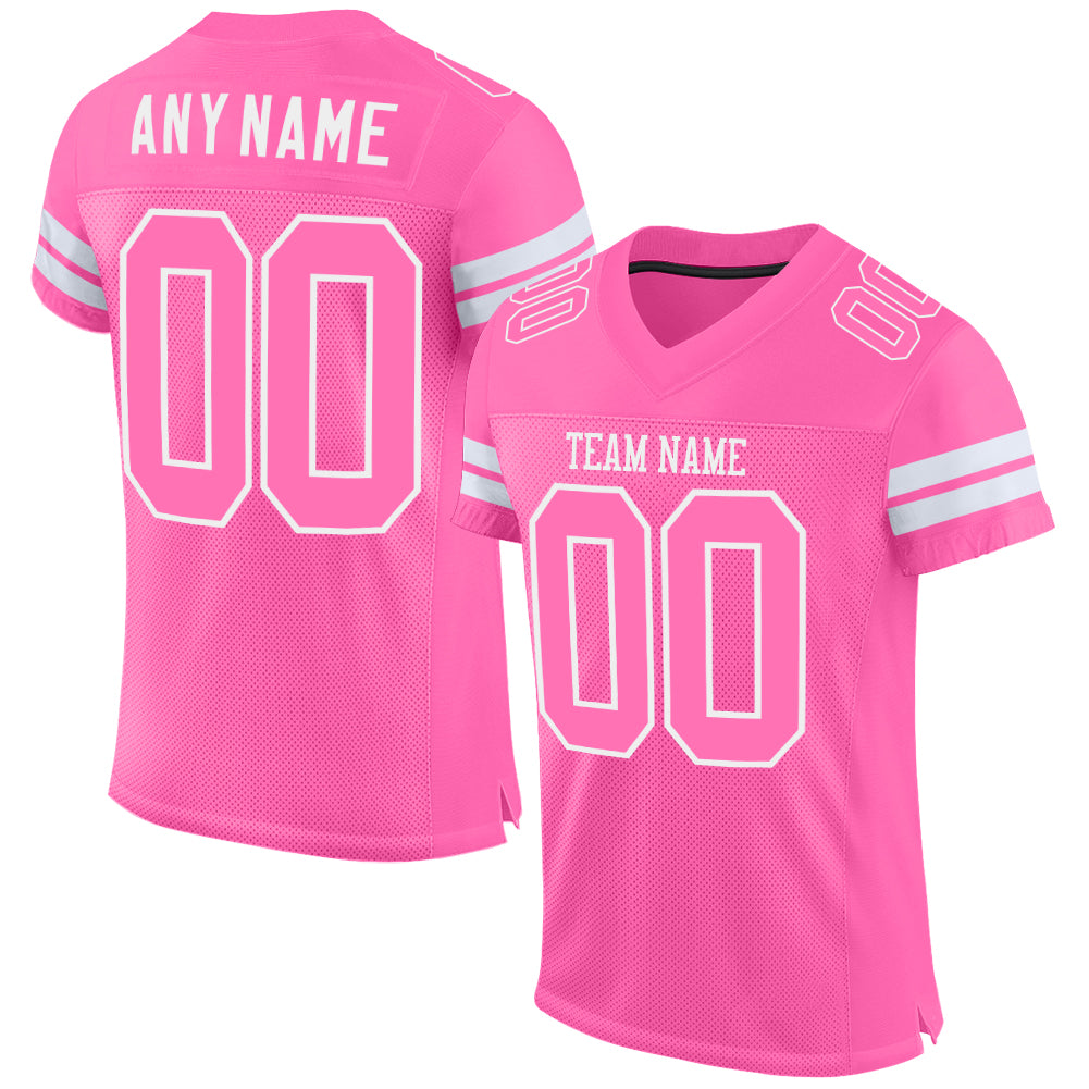 Custom Football Jersey - Pink Pink-White Mesh