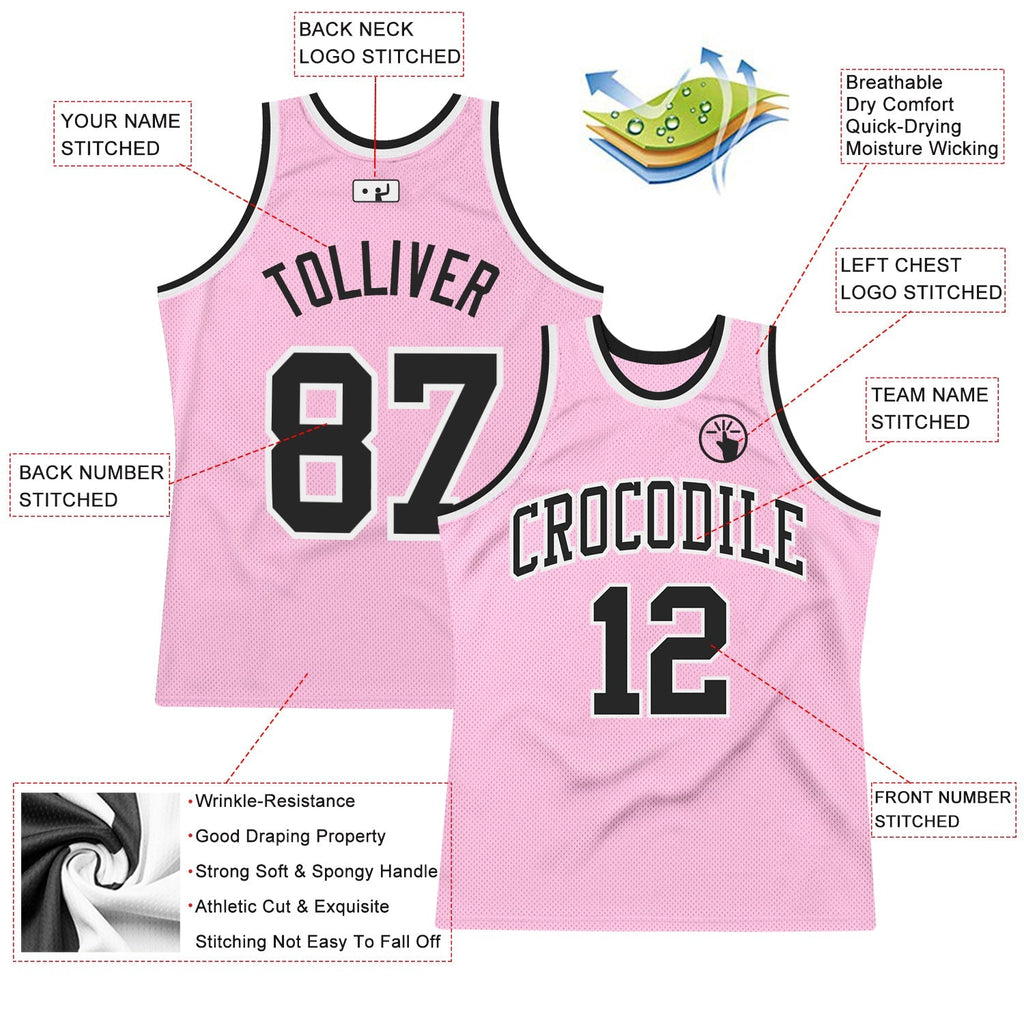 Custom Basketball Jersey - Light Pink Black-White Throwback