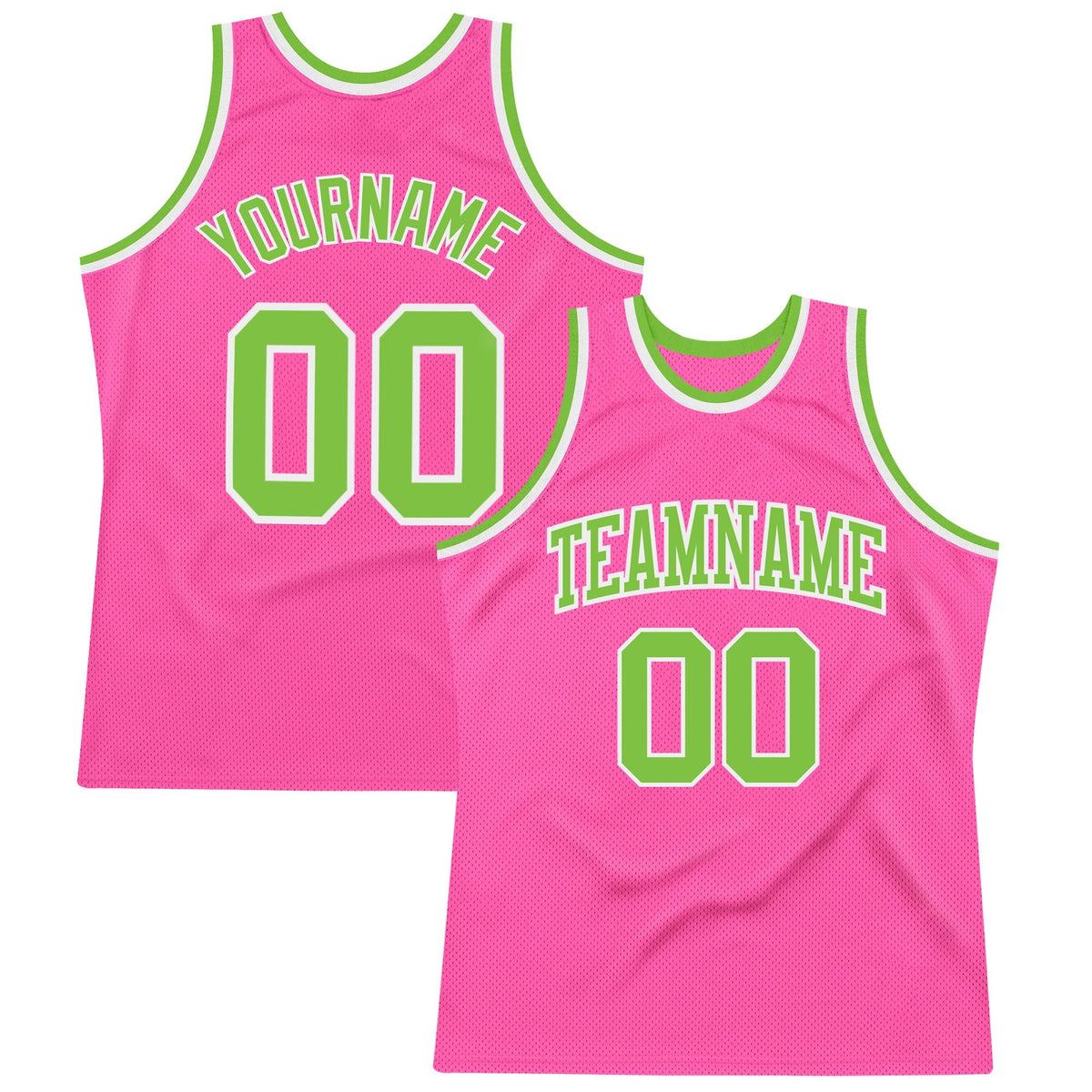 Custom Basketball Jersey - Pink Neon Green-White Throwback
