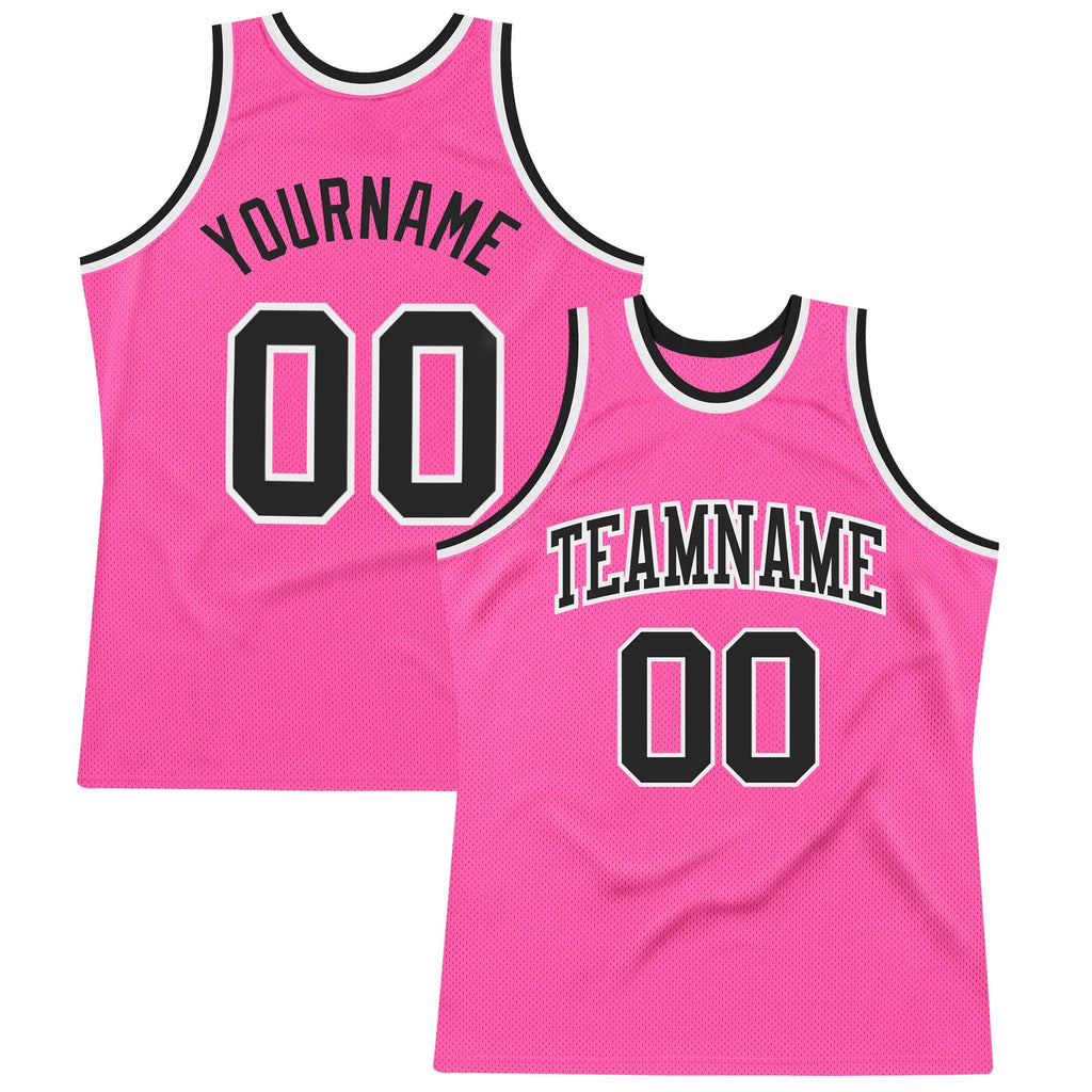 Custom Basketball Jersey - Pink Black-White Throwback