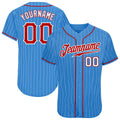 Custom Baseball Jersey - Powder Blue White Pinstripe Red-White