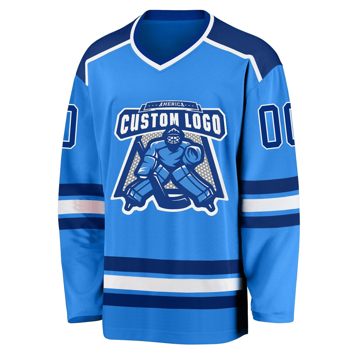 Custom Hockey Jersey - Powder Blue Royal-White