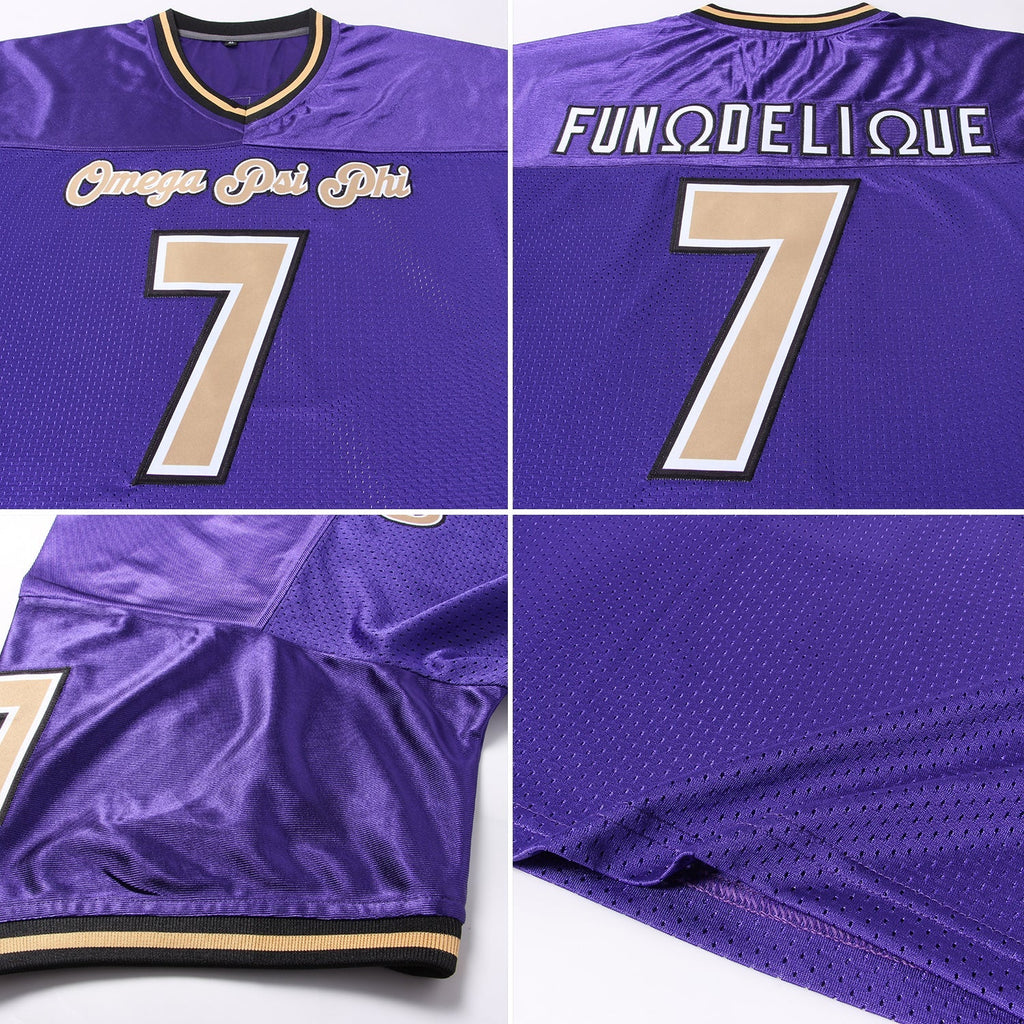 Custom Football Jersey - Purple Old Gold-Black Mesh Throwback