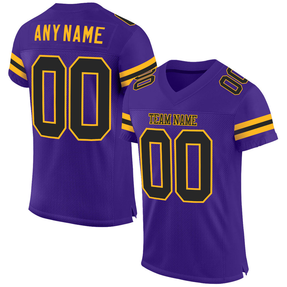 Custom Football Jersey - Purple Black-Gold Mesh