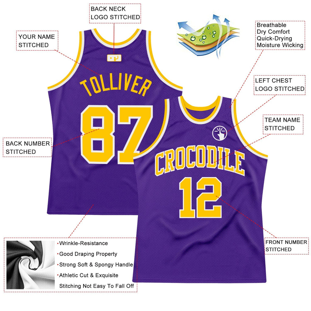 Custom Basketball Jersey - Purple Gold-White Throwback