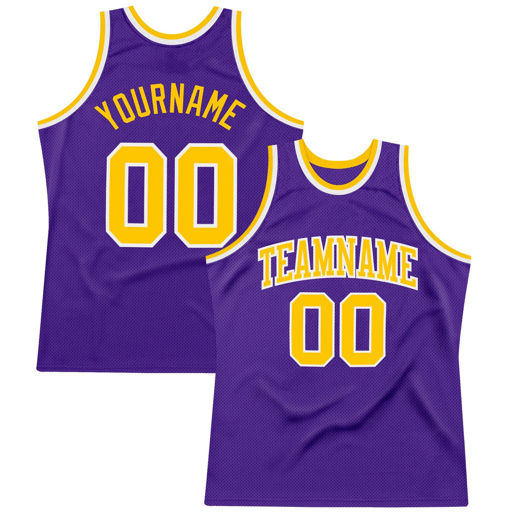 Custom Basketball Jersey - Purple Gold-White Throwback