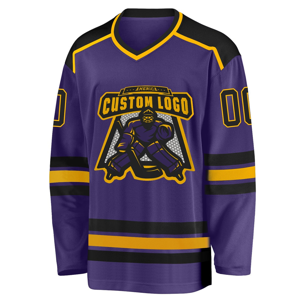 Custom Hockey Jersey - Purple Black-Gold - Style Purple0286