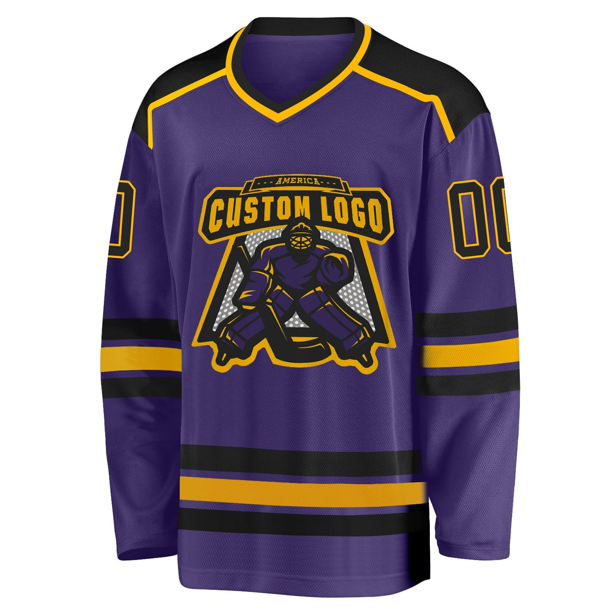 Custom Hockey Jersey - Purple Black-Gold - Style Purple0286
