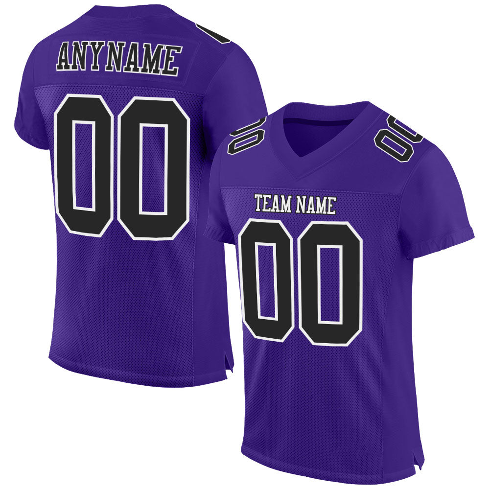 Custom Football Jersey - Purple Black-White Mesh