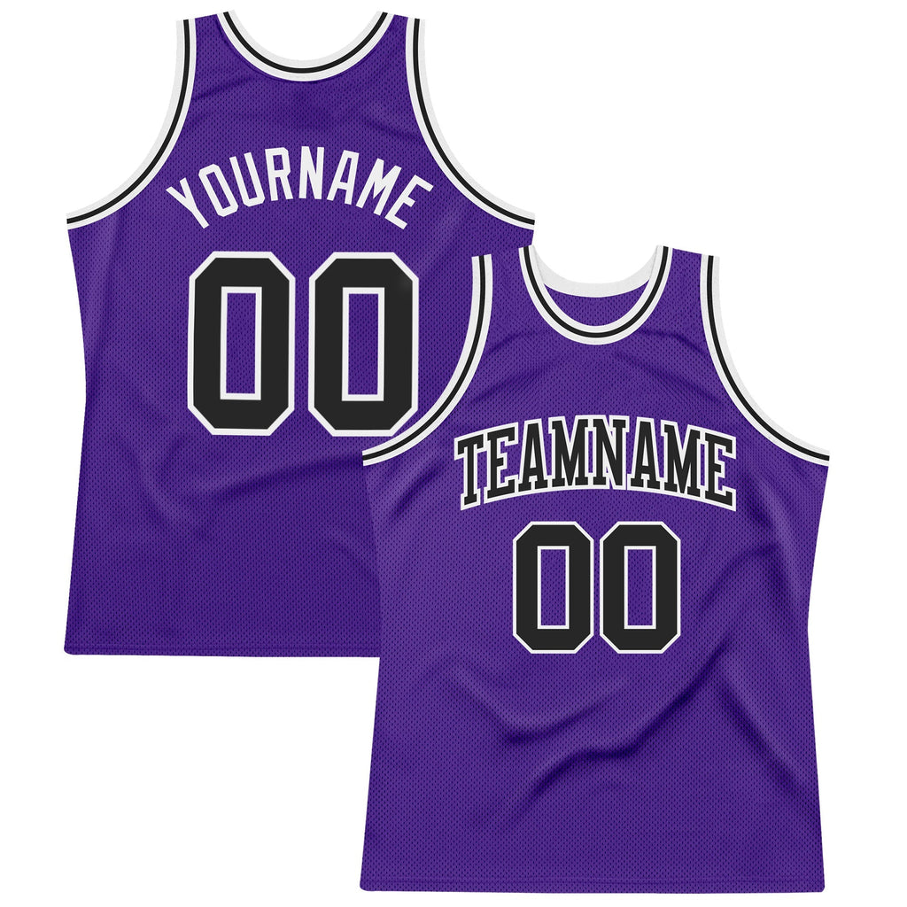 Custom Basketball Jersey - Purple Black-White Throwback - Style Purple0323