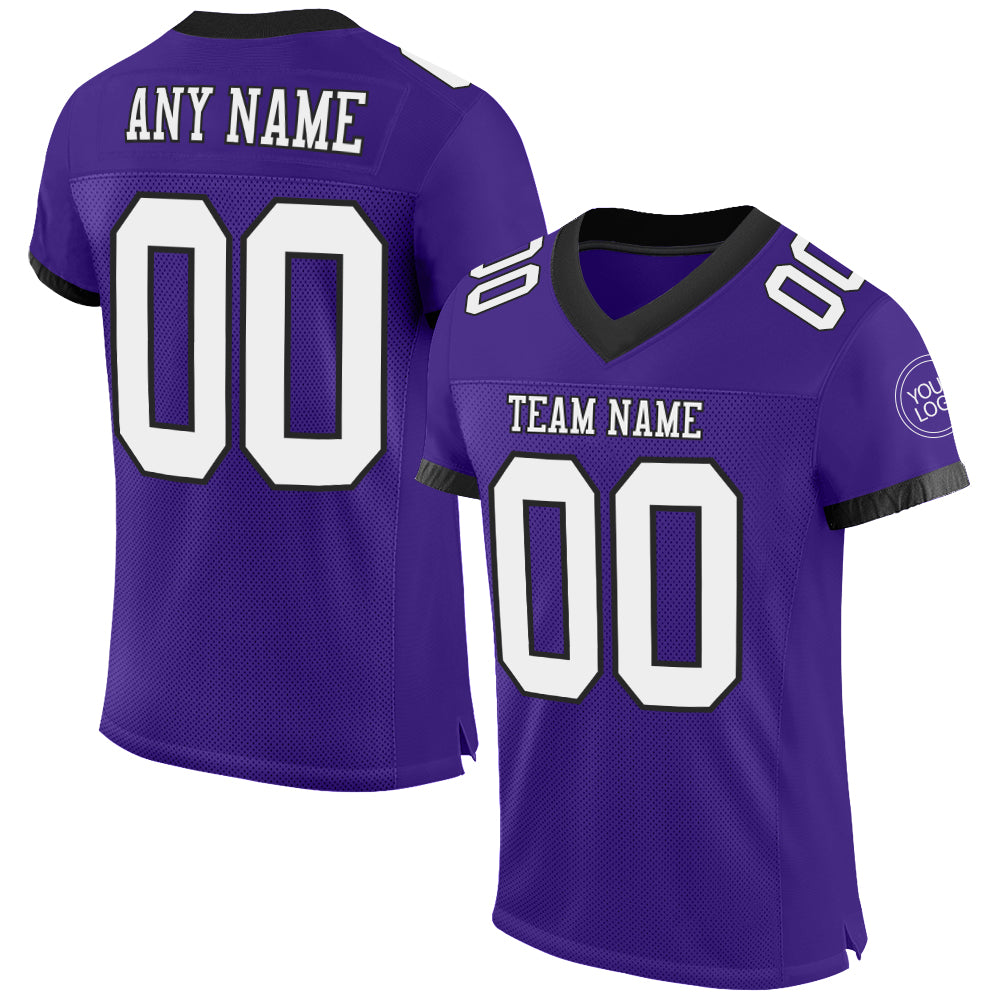 Custom Football Jersey - Purple White-Black Mesh - Style Purple0453