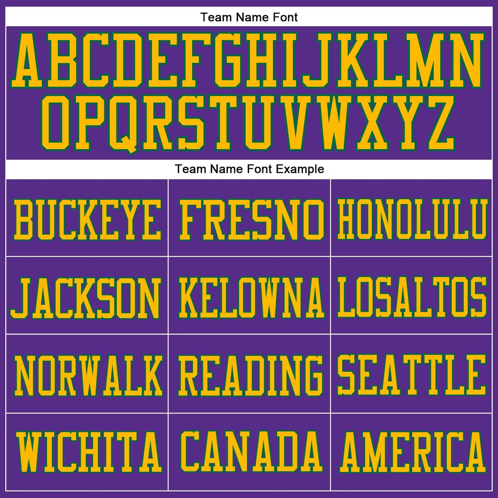 Custom Football Jersey - Purple Gold-Kelly Green Mesh - Style Purple0456