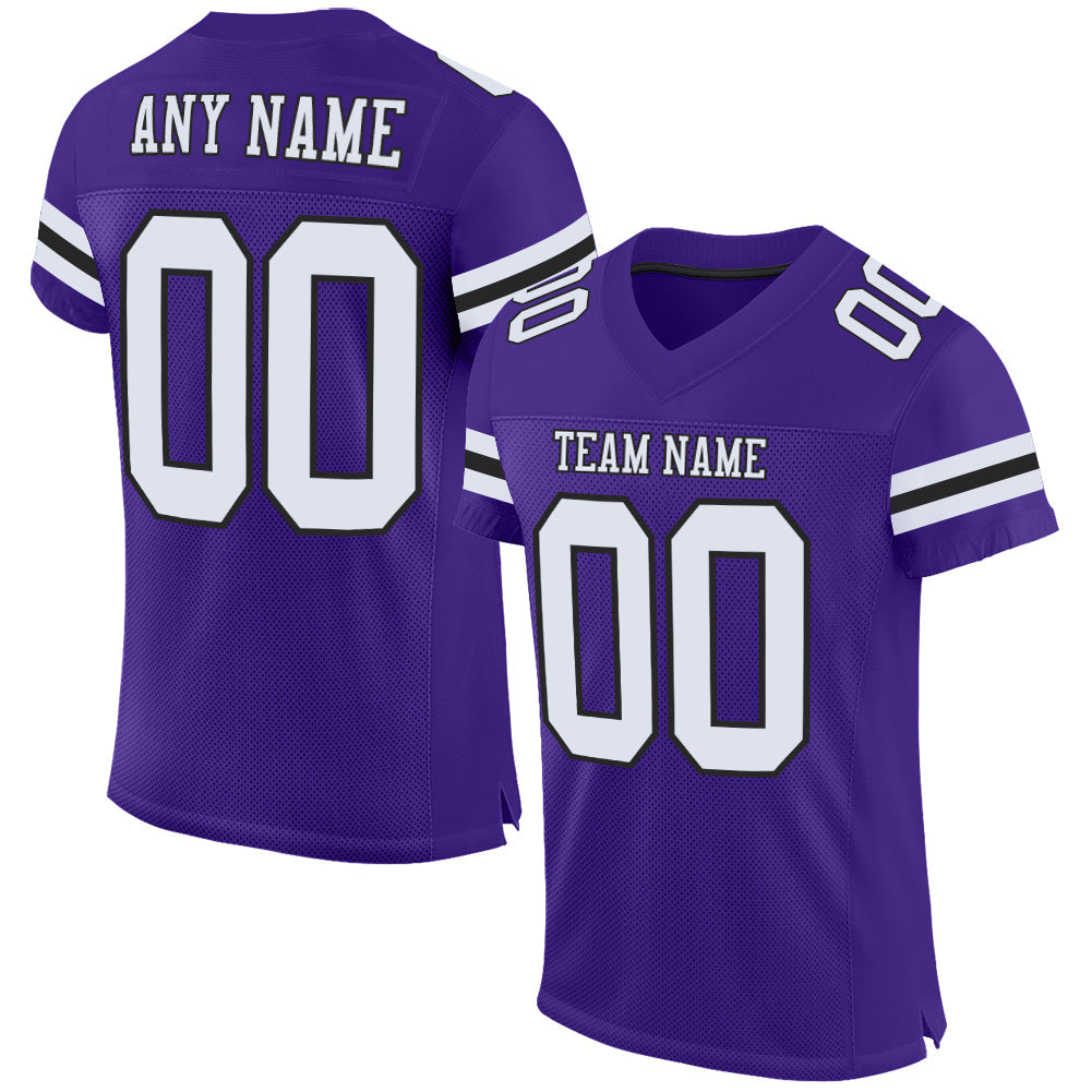 Custom Football Jersey - Purple White-Black Mesh - Style Purple0465