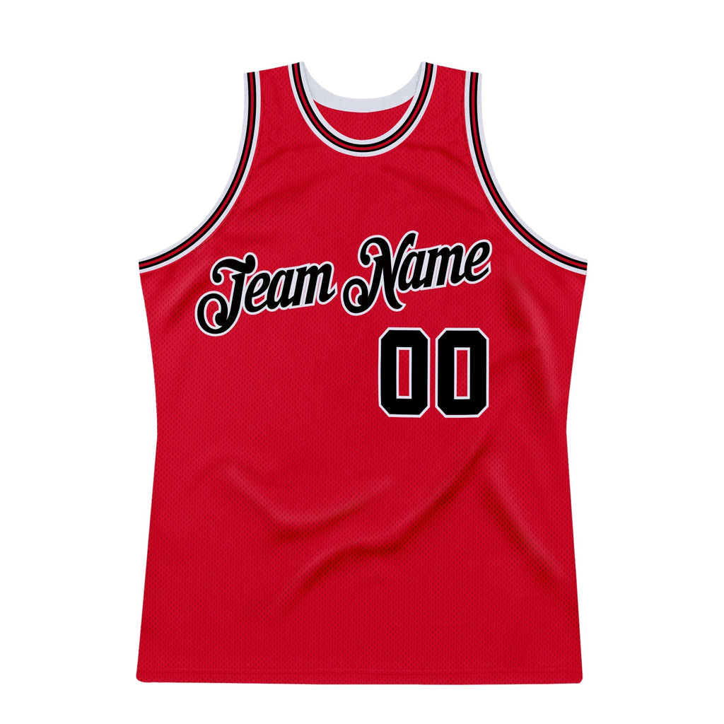 Custom Basketball Jersey - Red Black-Red Throwback