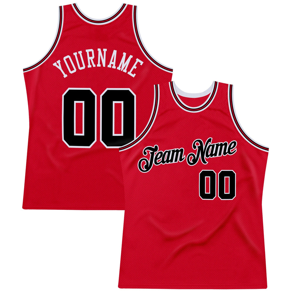 Custom Basketball Jersey - Red Black-Red Throwback