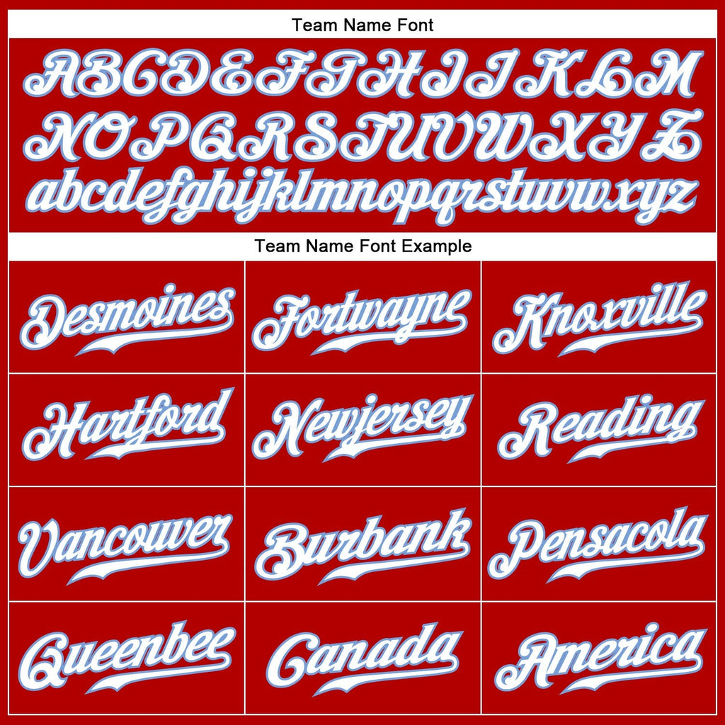 Custom Baseball Jersey - Red White Pinstripe White-Light Blue