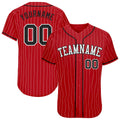 Custom Baseball Jersey - Red White Pinstripe Black-White