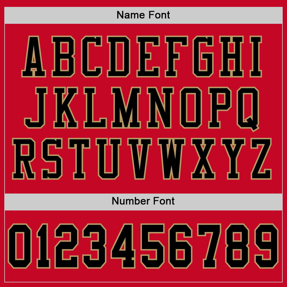 Custom Football Jersey - Red Black-Old Gold Mesh Throwback