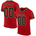Custom Football Jersey - Red Black-Old Gold Mesh Throwback