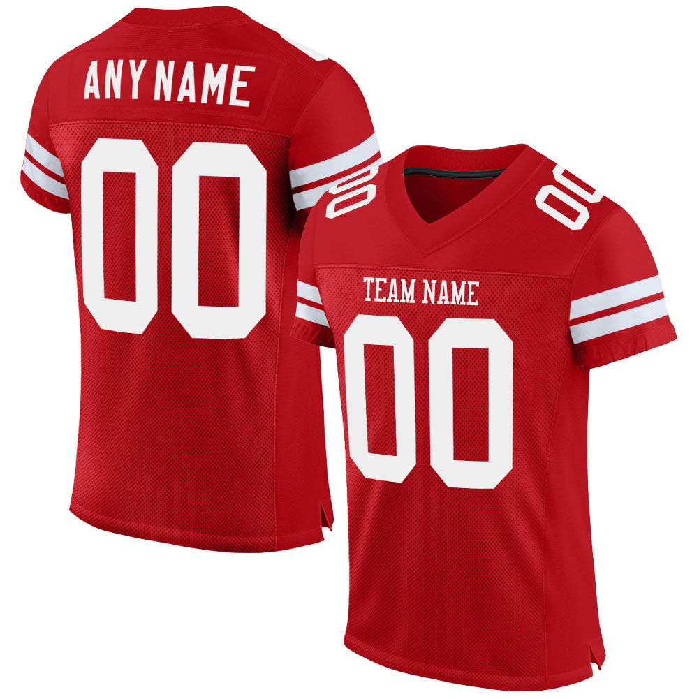 Custom Football Jersey - Red White Mesh