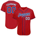 Custom Baseball Jersey - Red White Pinstripe Royal-White