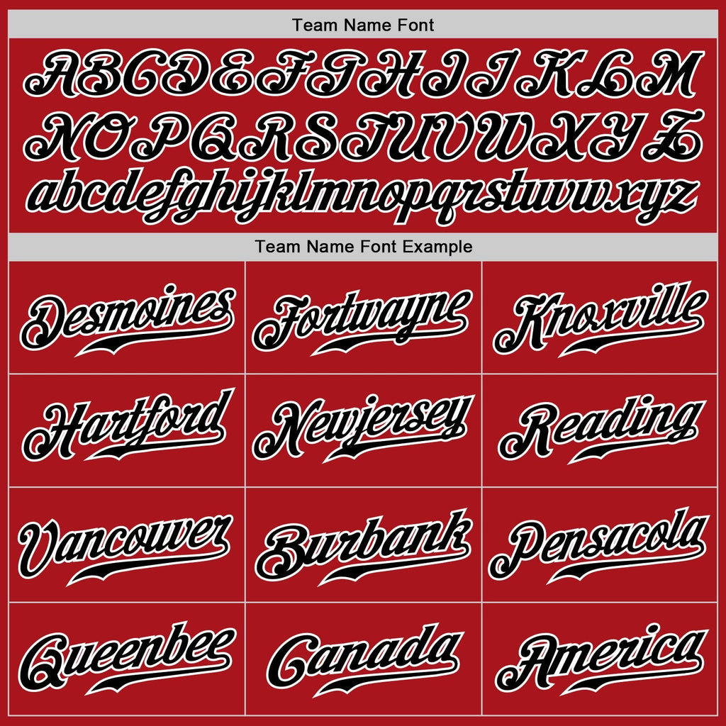 Custom Baseball Jersey - Red Black Pinstripe Black-White - Style Red0431