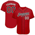 Custom Baseball Jersey - Red Black Pinstripe Black-White - Style Red0431