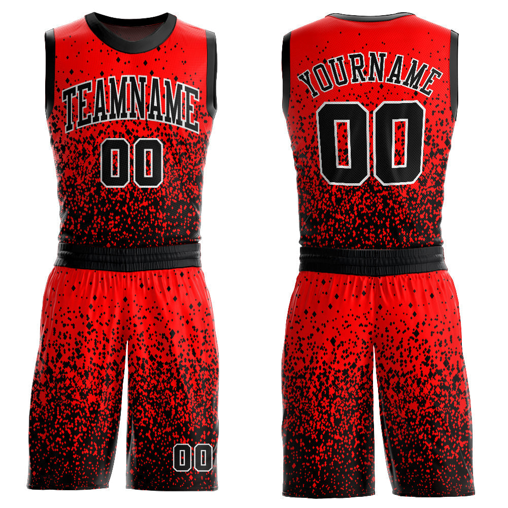 Custom Basketball Jersey - Red Black-White Round Neck Sublimation Uniform - Style Red0459