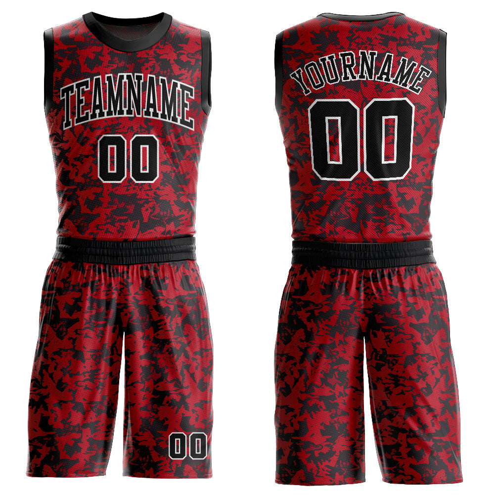 Custom Basketball Jersey - Red Black-White Round Neck Sublimation Uniform - Style Red0460