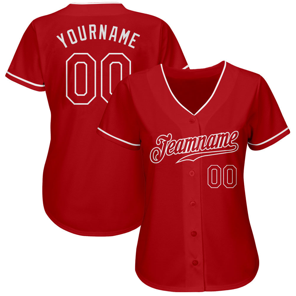 Custom Baseball Jersey - Red Red-White