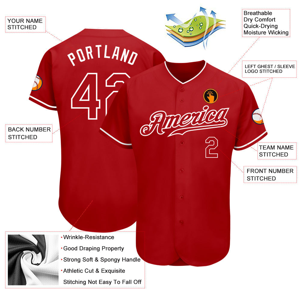 Custom Baseball Jersey - Red Red-White