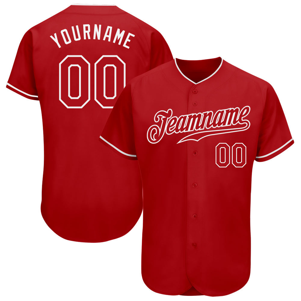 Custom Baseball Jersey - Red Red-White