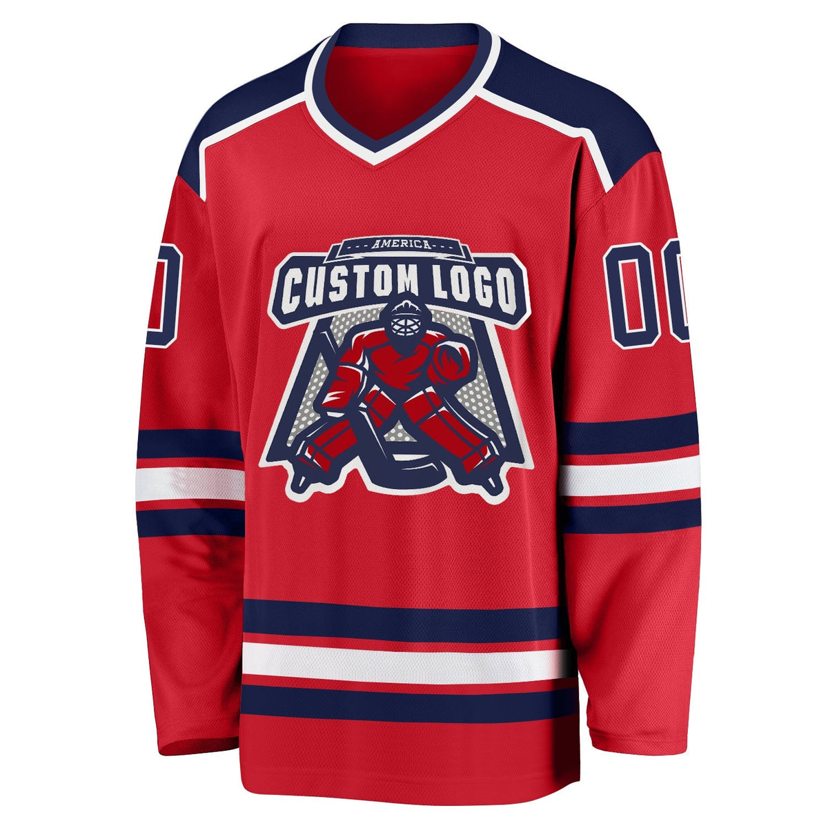 Custom Hockey Jersey - Red Navy-White
