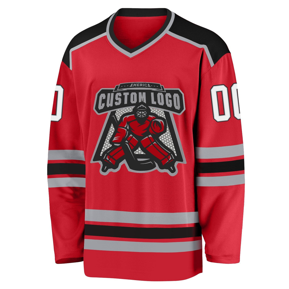 Custom Hockey Jersey - Red White-Black - Style Red0482