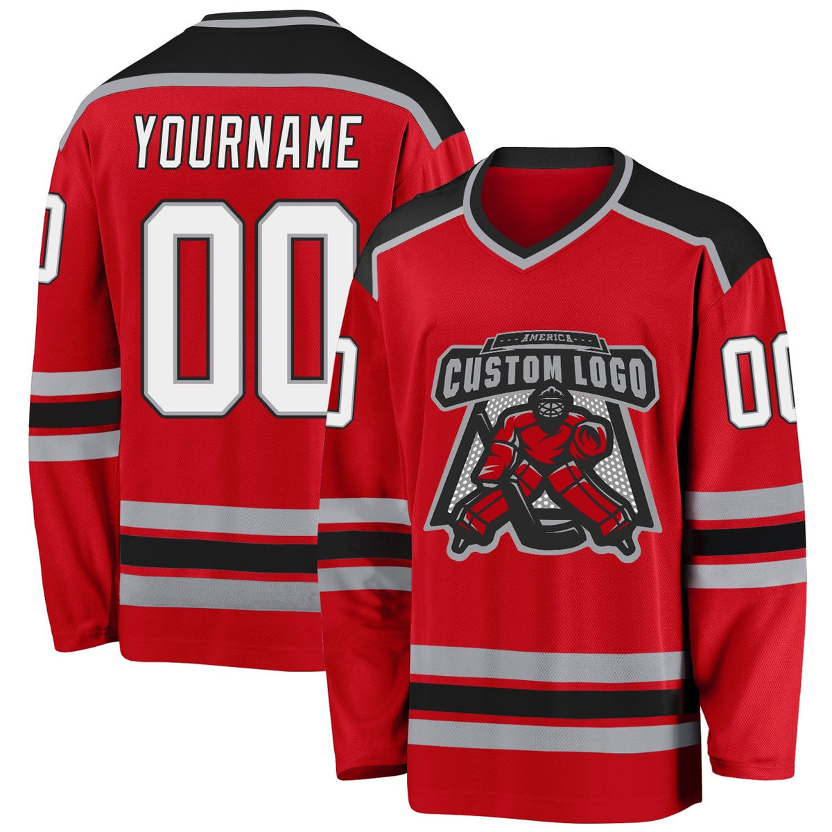Custom Hockey Jersey - Red White-Black - Style Red0482