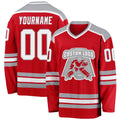 Custom Hockey Jersey - Red White-Gray
