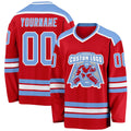 Custom Hockey Jersey - Red Light Blue-White