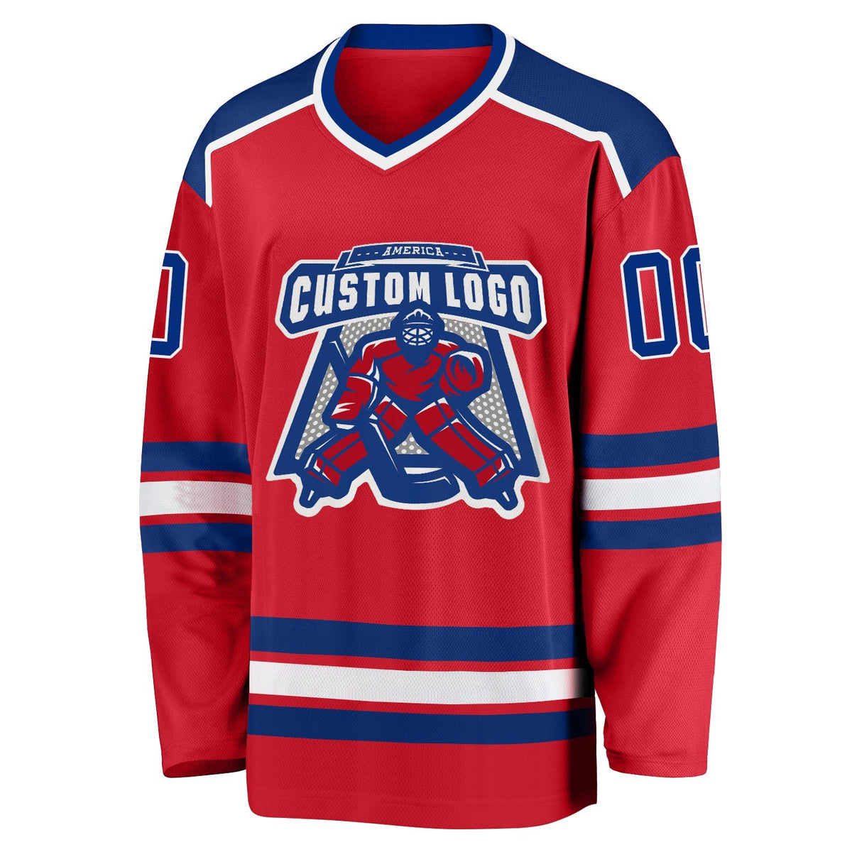 Custom Hockey Jersey - Red Royal-White