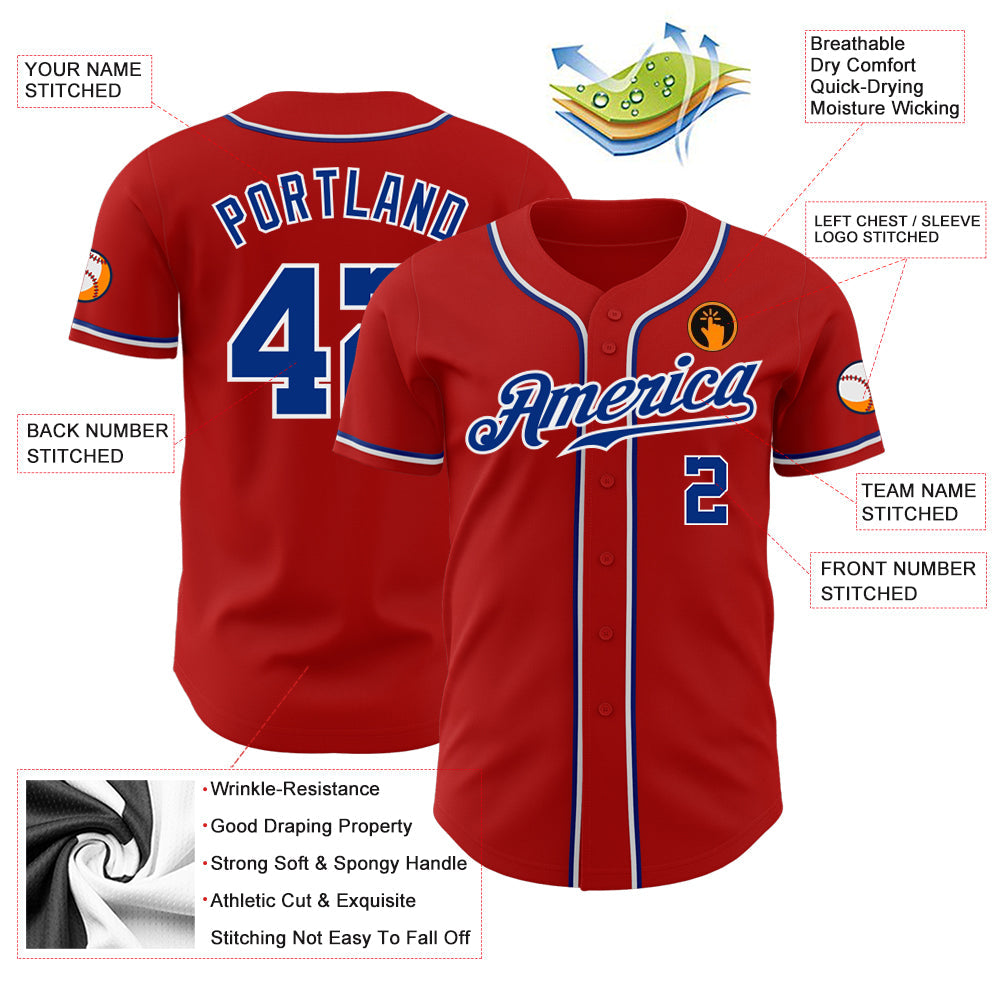 Custom Baseball Jersey - Red Royal-White