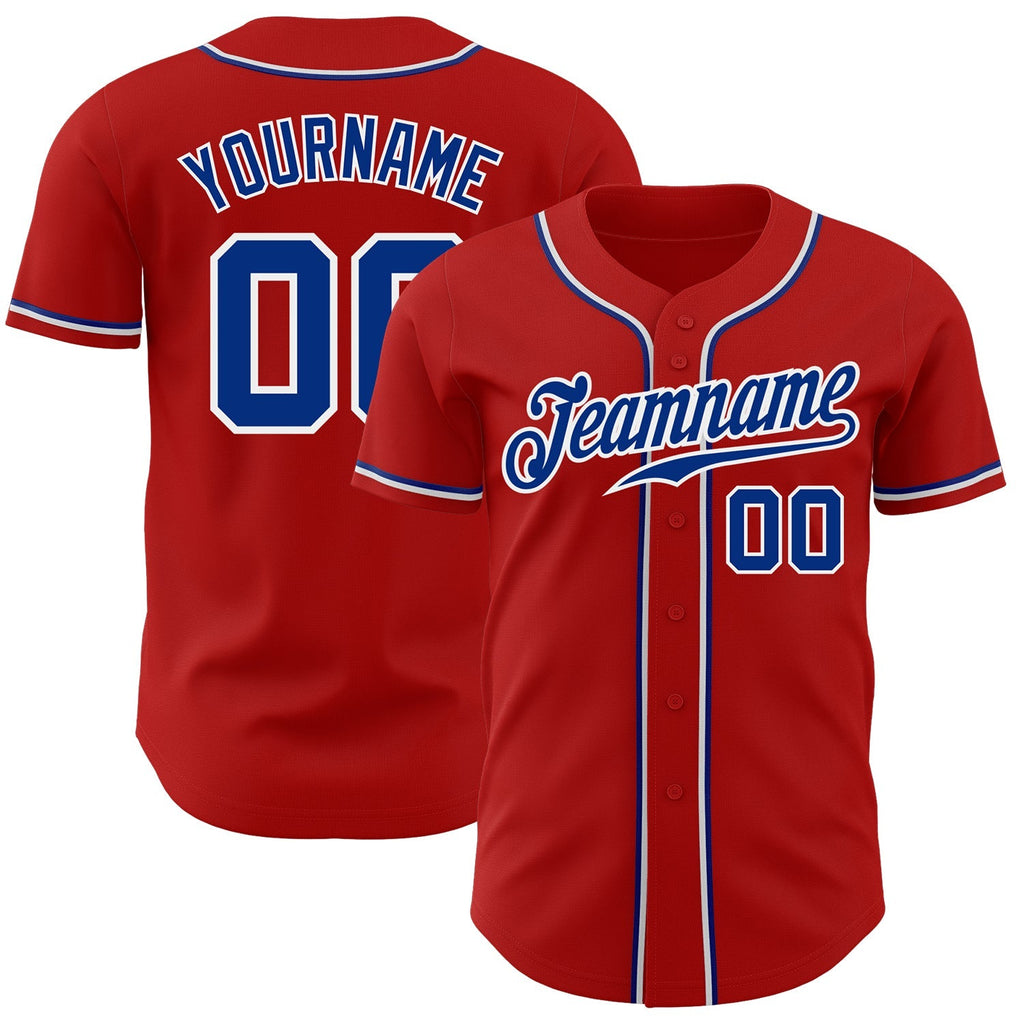 Custom Baseball Jersey - Red Royal-White