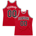 Custom Basketball Jersey - Red Black Pinstripe Black-White - Style Red0561