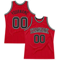 Custom Basketball Jersey - Red Black Pinstripe Black-White - Style Red0562