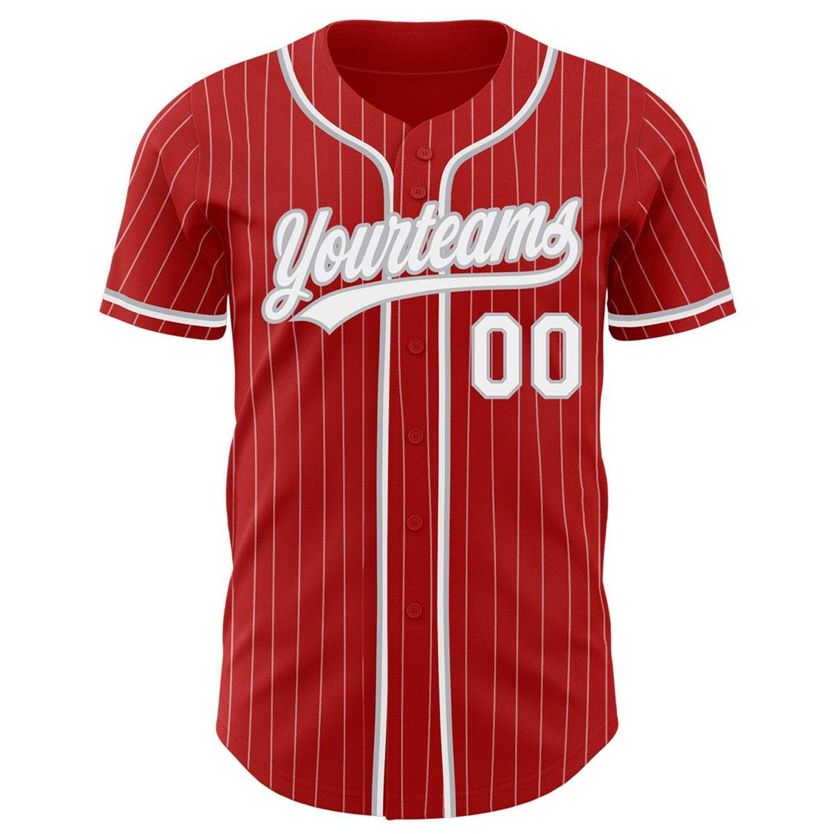 Custom Baseball Jersey - Red White Pinstripe Gray