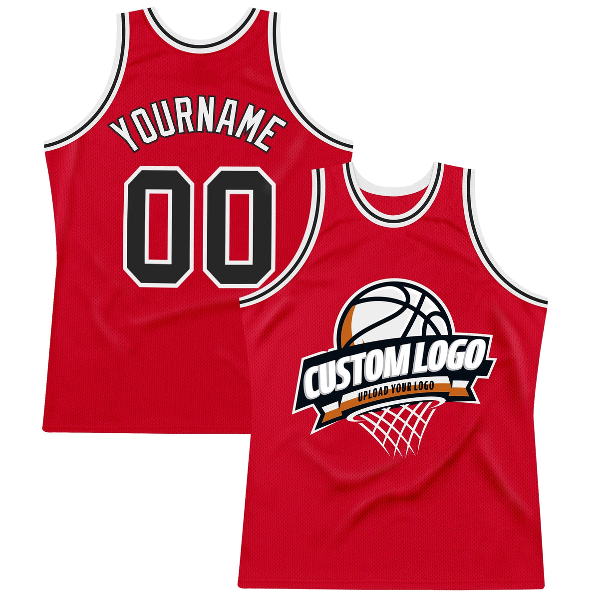 Custom Basketball Jersey - Red Black-White Throwback - Style Red0623